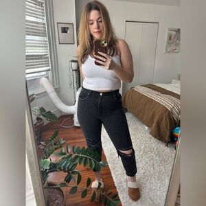 Abercrombie & Fitch Black Distressed Ankle Jeans